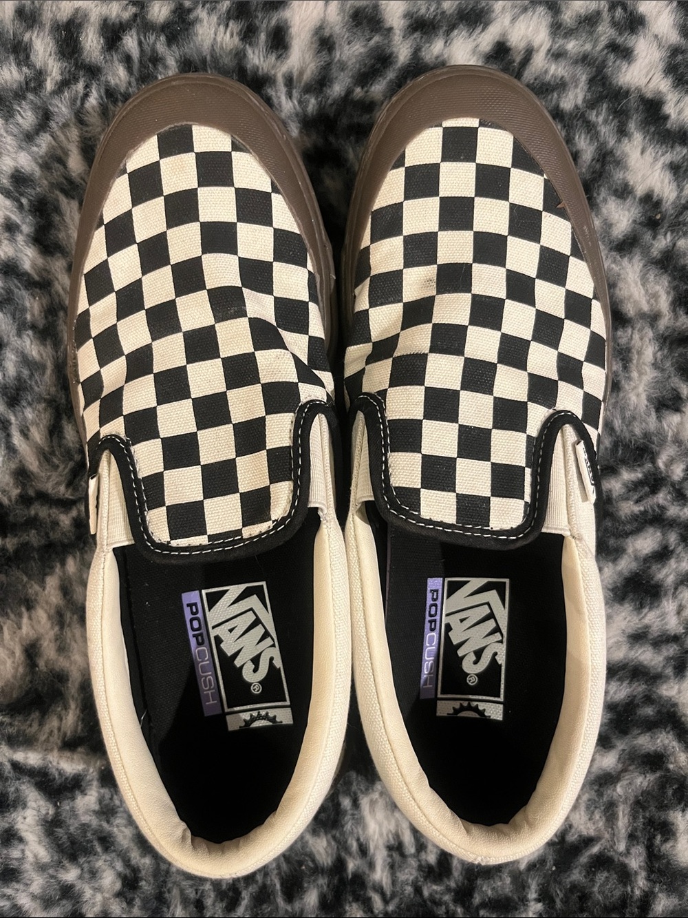 Vans Skate Checkerboard Slip-On Sneakers Black and White Gum Sole